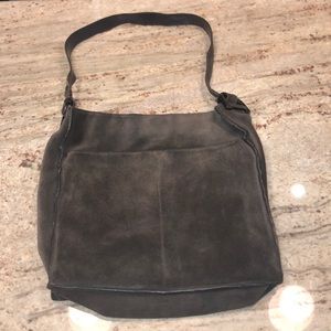 Authentic grey suede Gucci shoulder bag
